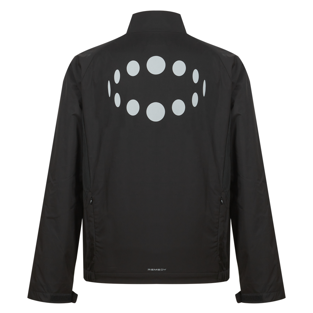 Men’s Stand Collar Wind Jacket, Solid Black & Black Leopard Print Jacket with Back Reflective Graphic