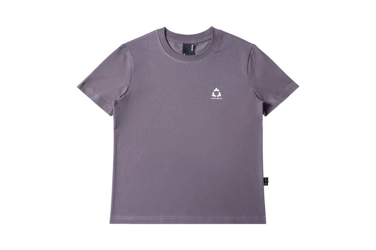 Fitted Crew Neck T-Shirt, Solid & Faded Leopard Print Short Sleeve Tee, Remedy Logo Basic Top