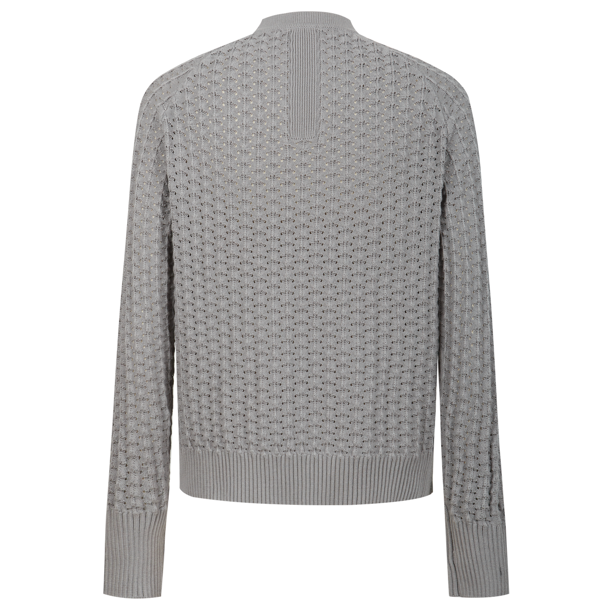 Men’s Crew Neck Hollow Out Knit Sweater, Long Sleeve Breathable Mesh Knit Top