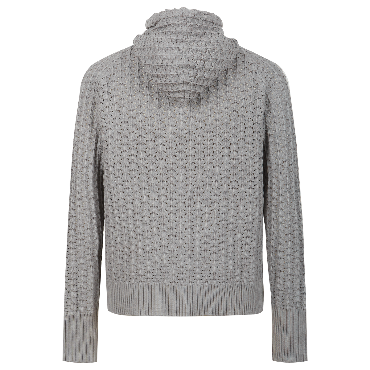 Men’s Zip Up Hooded Hollow Out Knit Cardigan, Breathable Mesh Knit Jacket