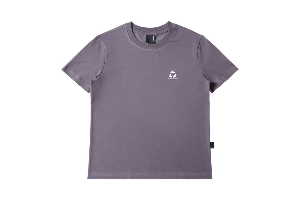 Fitted Crew Neck T-Shirt, Solid & Faded Leopard Print Short Sleeve Tee, Remedy Logo Basic Top