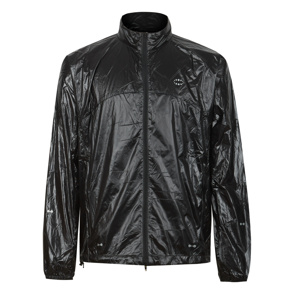Shiny Crinkle Stand Collar Windbreaker Jacket, Lightweight Packable Zip Up Outerwear for Men, Streetwear Windproof Jacket