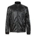 Shiny Crinkle Stand Collar Windbreaker Jacket, Lightweight Packable Zip Up Outerwear for Men, Streetwear Windproof Jacket