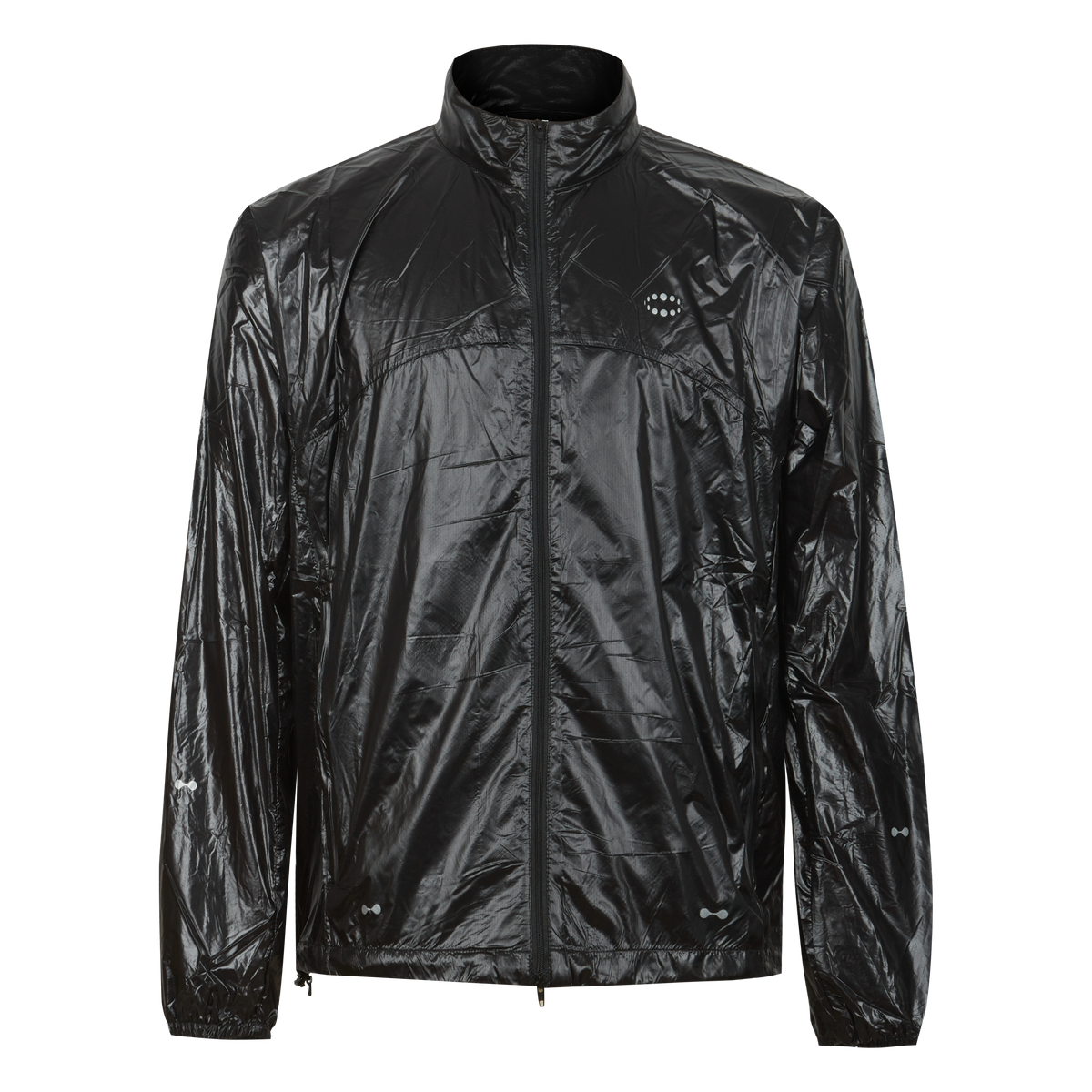 Shiny Crinkle Stand Collar Windbreaker Jacket, Lightweight Packable Zip Up Outerwear for Men, Streetwear Windproof Jacket