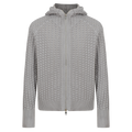 Men’s Zip Up Hooded Hollow Out Knit Cardigan, Breathable Mesh Knit Jacket