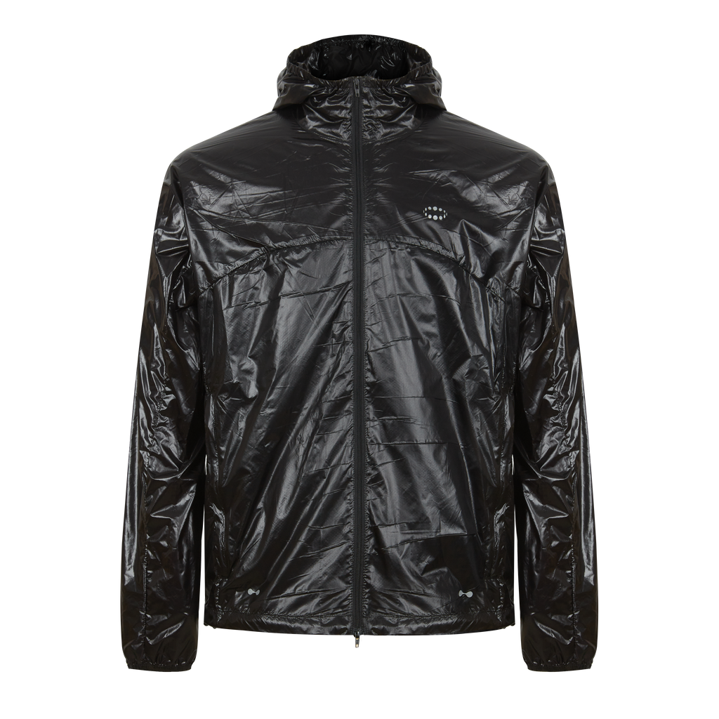 Shiny Crinkled Hooded Windbreaker Jacket, Lightweight Packable Windproof Hood Jacket for Men, Streetwear Running Shell