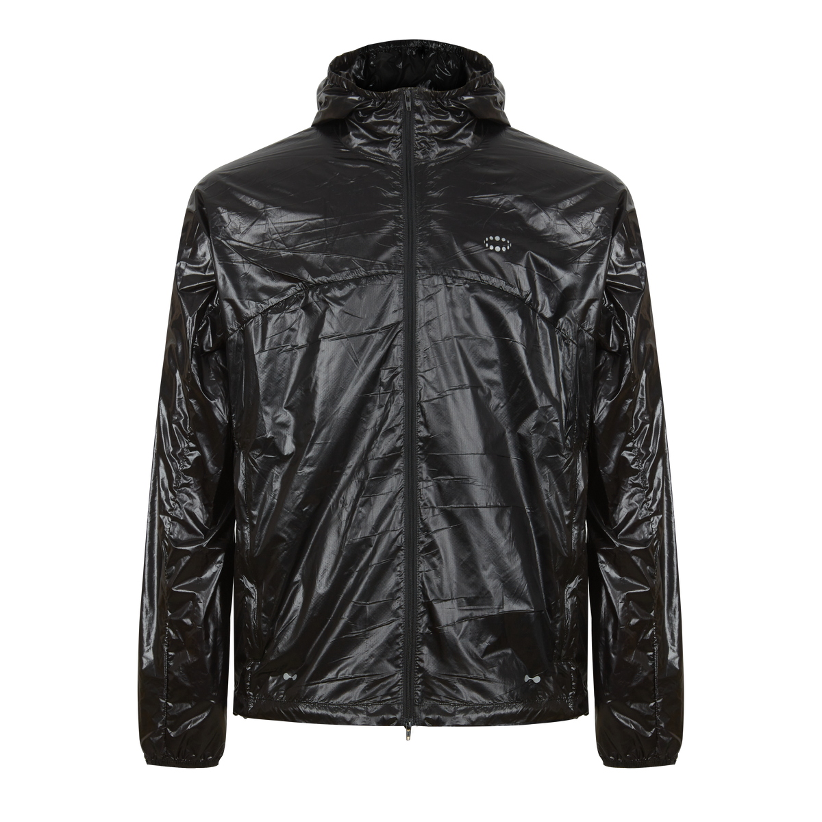 Shiny Crinkled Hooded Windbreaker Jacket, Lightweight Packable Windproof Hood Jacket for Men, Streetwear Running Shell