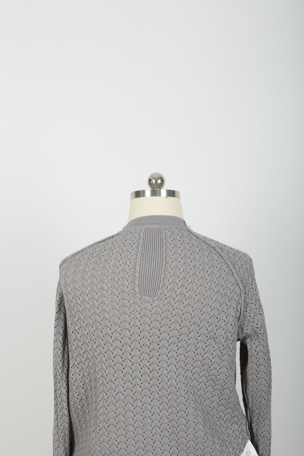 Men’s Crew Neck Hollow Out Knit Sweater, Long Sleeve Breathable Mesh Knit Top