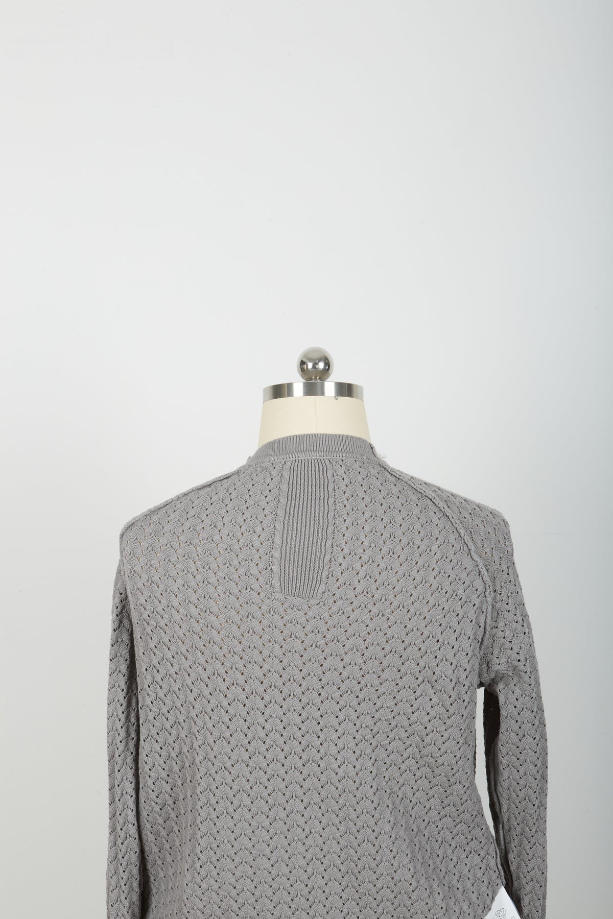 Men’s Crew Neck Hollow Out Knit Sweater, Long Sleeve Breathable Mesh Knit Top