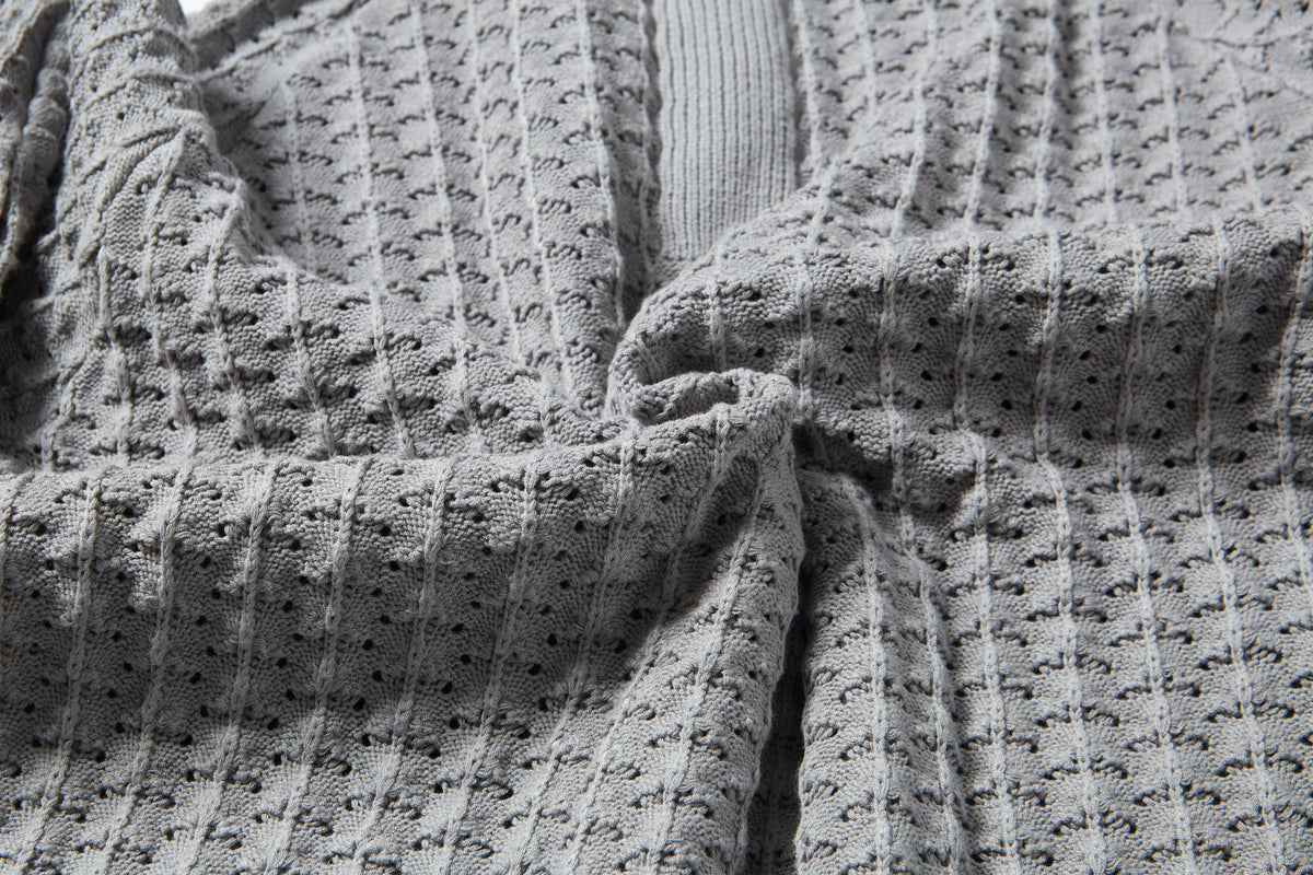 Men’s Zip Up Hooded Hollow Out Knit Cardigan, Breathable Mesh Knit Jacket