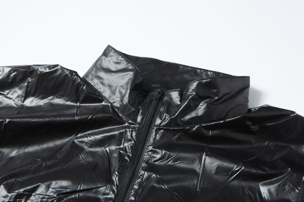 Shiny Crinkle Stand Collar Windbreaker Jacket, Lightweight Packable Zip Up Outerwear for Men, Streetwear Windproof Jacket
