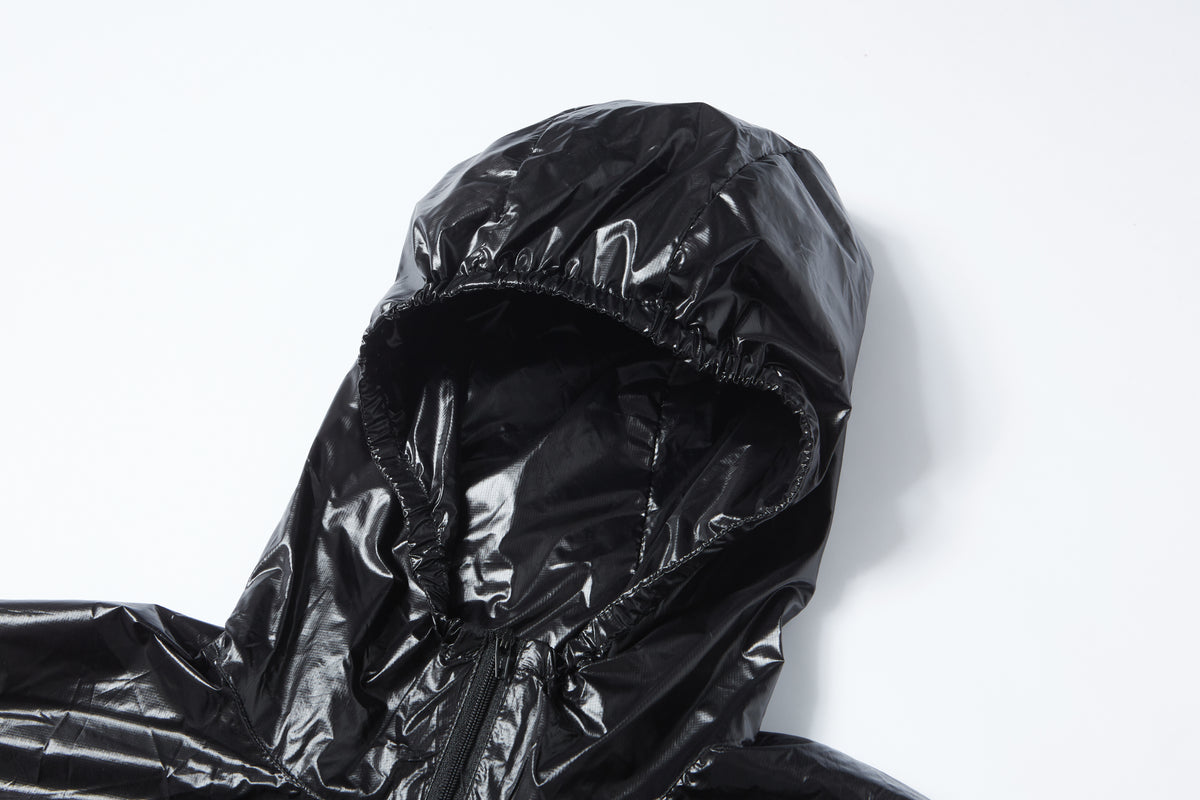 Shiny Crinkled Hooded Windbreaker Jacket, Lightweight Packable Windproof Hood Jacket for Men, Streetwear Running Shell
