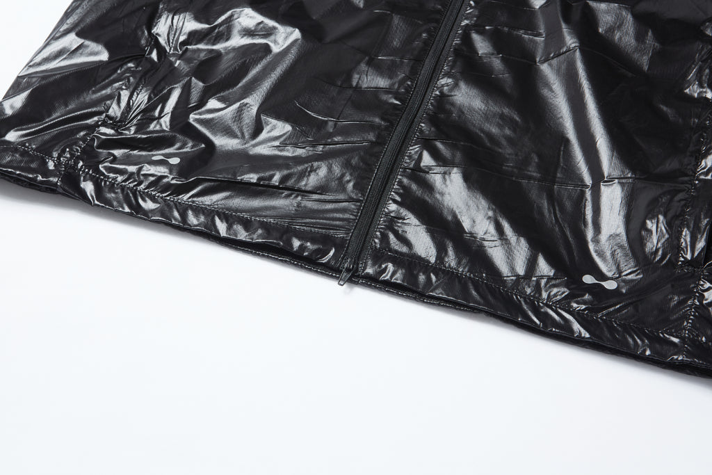 Shiny Crinkled Hooded Windbreaker Jacket, Lightweight Packable Windproof Hood Jacket for Men, Streetwear Running Shell