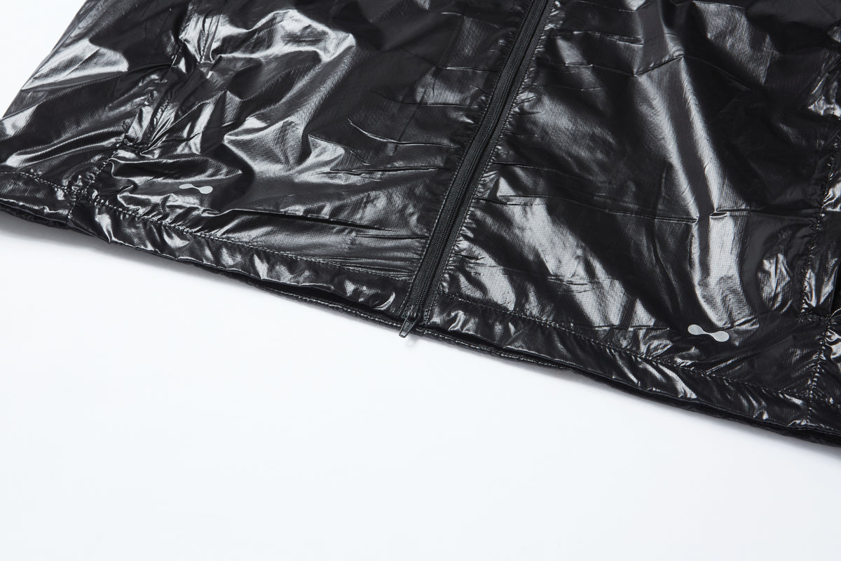 Shiny Crinkled Hooded Windbreaker Jacket, Lightweight Packable Windproof Hood Jacket for Men, Streetwear Running Shell