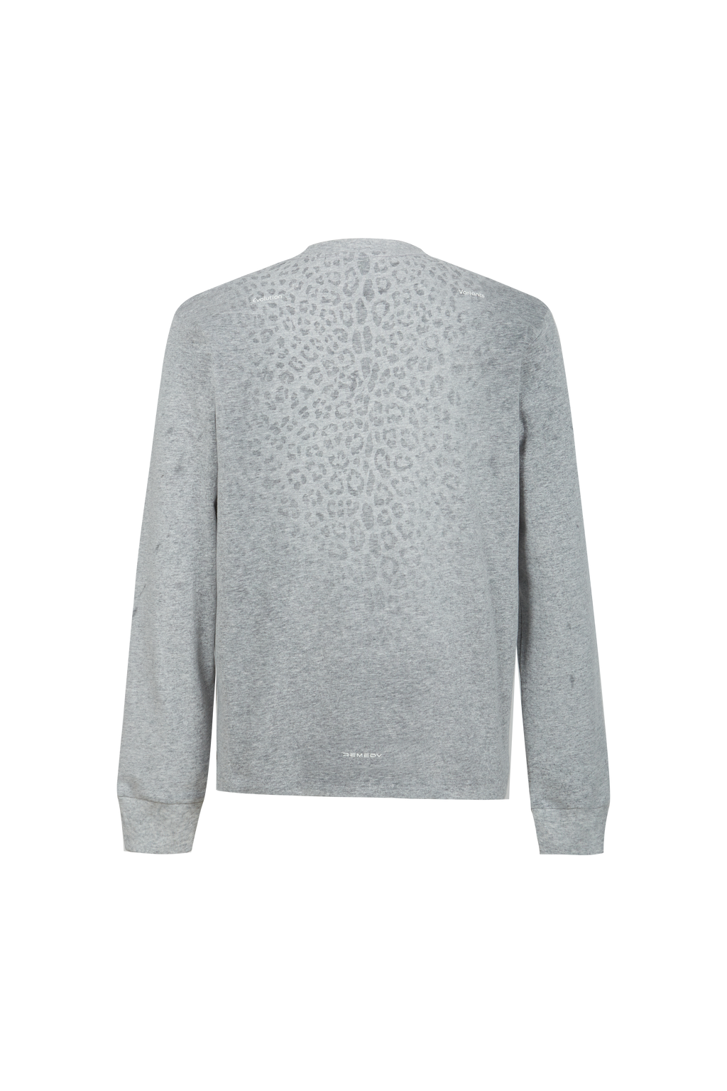 REMEDY Gradient Leopard Print Long Sleeve Tee, Minimal Logo Crew Neck Casual Loose Base Shirt