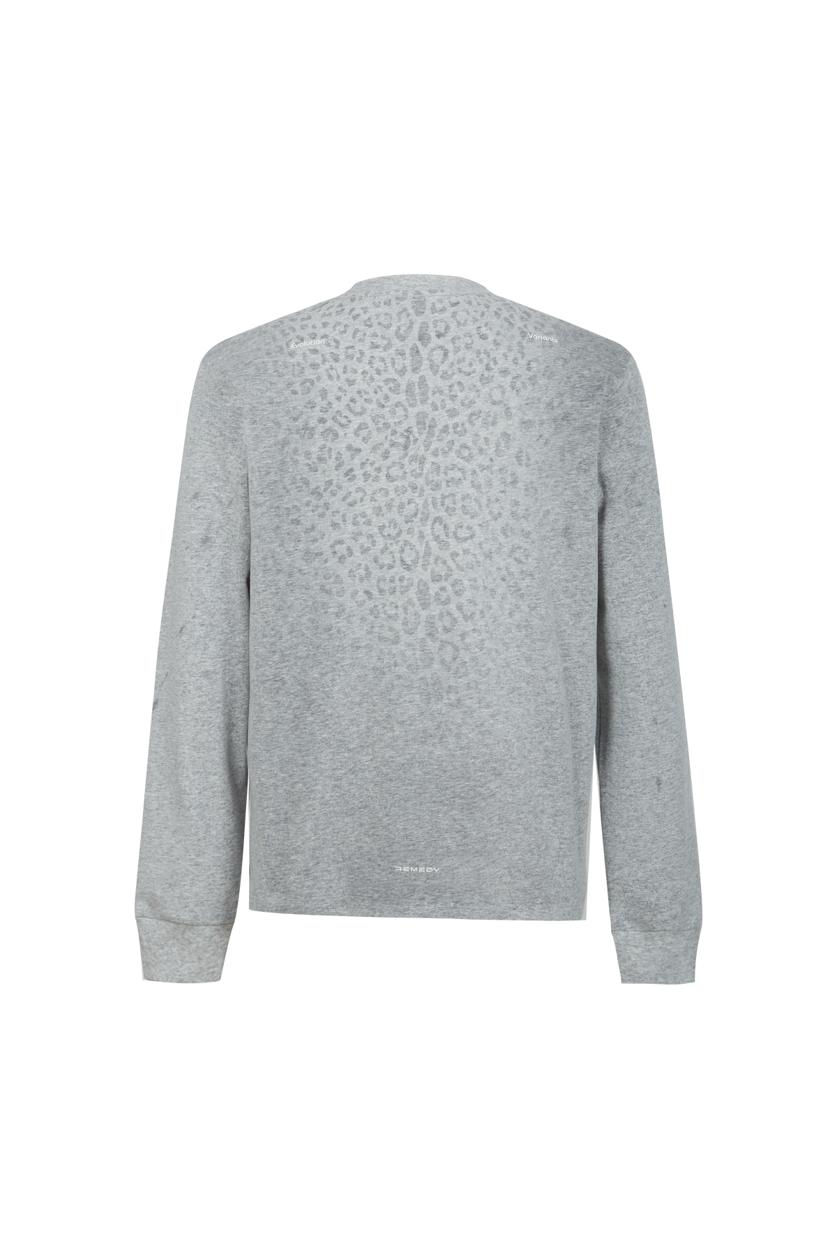 REMEDY Gradient Leopard Print Long Sleeve Tee, Minimal Logo Crew Neck Casual Loose Base Shirt