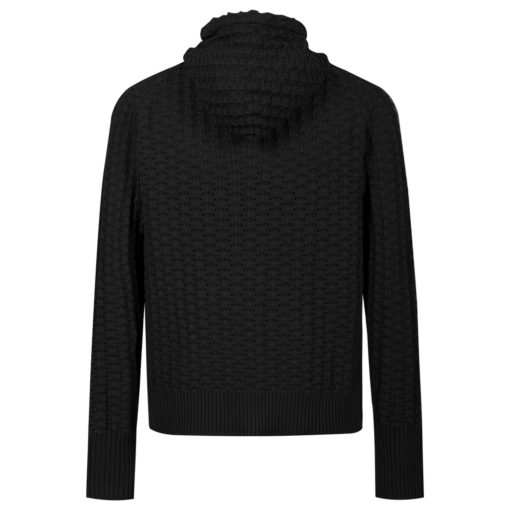 Men’s Zip Up Hooded Hollow Out Knit Cardigan, Breathable Mesh Knit Jacket