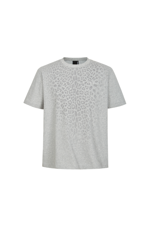 Gradient Leopard Print Crew Neck T-Shirt, Casual Loose Fit Short Sleeve Tee for Men