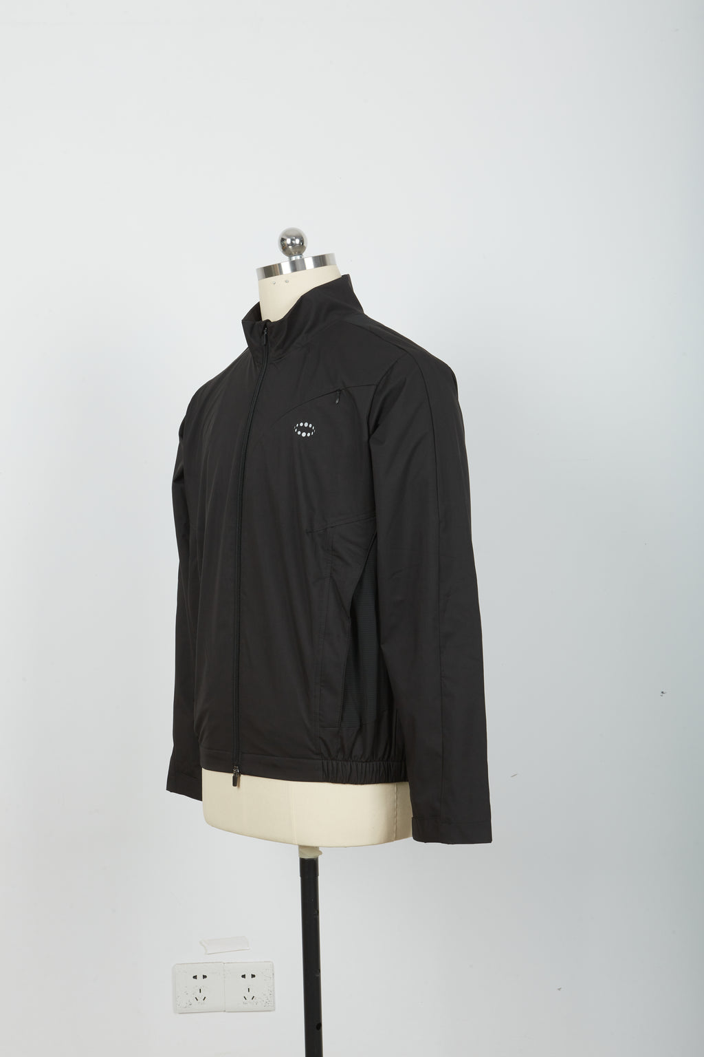 Men’s Stand Collar Wind Jacket, Solid Black & Black Leopard Print Jacket with Back Reflective Graphic