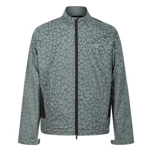 Men Thermochromic Leopard Print Stand Collar Wind Jacket, Temperature Activated Color Changing Jacket with Reflective Back Graphic