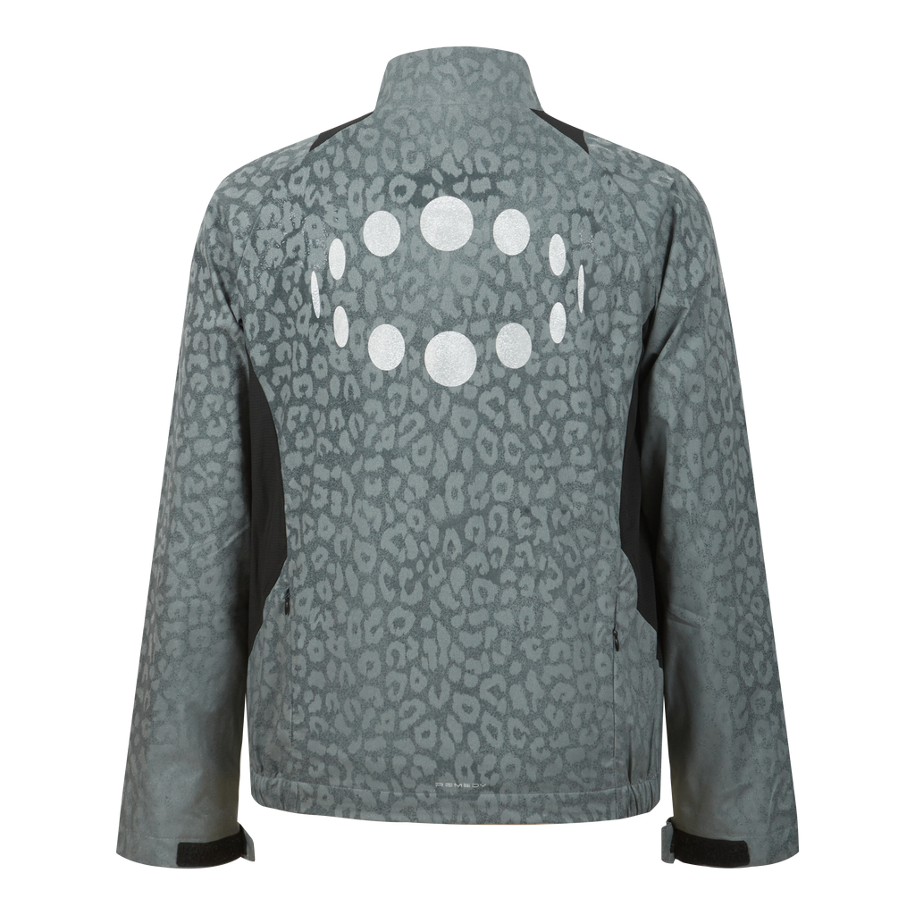 Men Thermochromic Leopard Print Stand Collar Wind Jacket, Temperature Activated Color Changing Jacket with Reflective Back Graphic