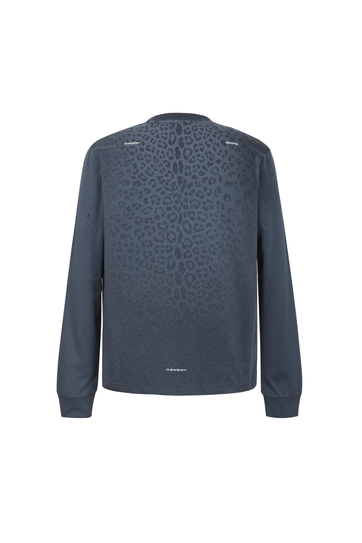 REMEDY Gradient Leopard Print Long Sleeve Tee, Minimal Logo Crew Neck Casual Loose Base Shirt