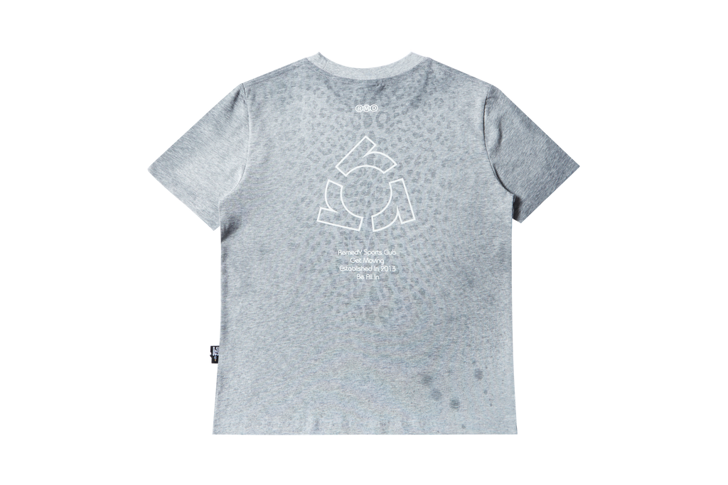 Fitted Crew Neck T-Shirt, Solid & Faded Leopard Print Short Sleeve Tee, Remedy Logo Basic Top