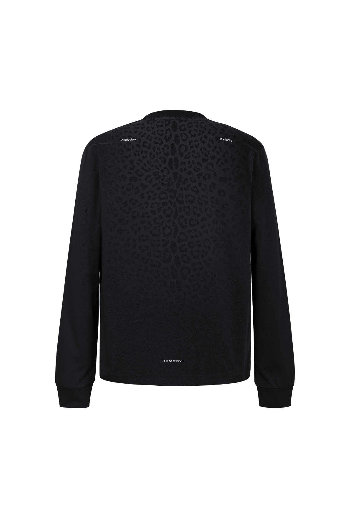 REMEDY Gradient Leopard Print Long Sleeve Tee, Minimal Logo Crew Neck Casual Loose Base Shirt