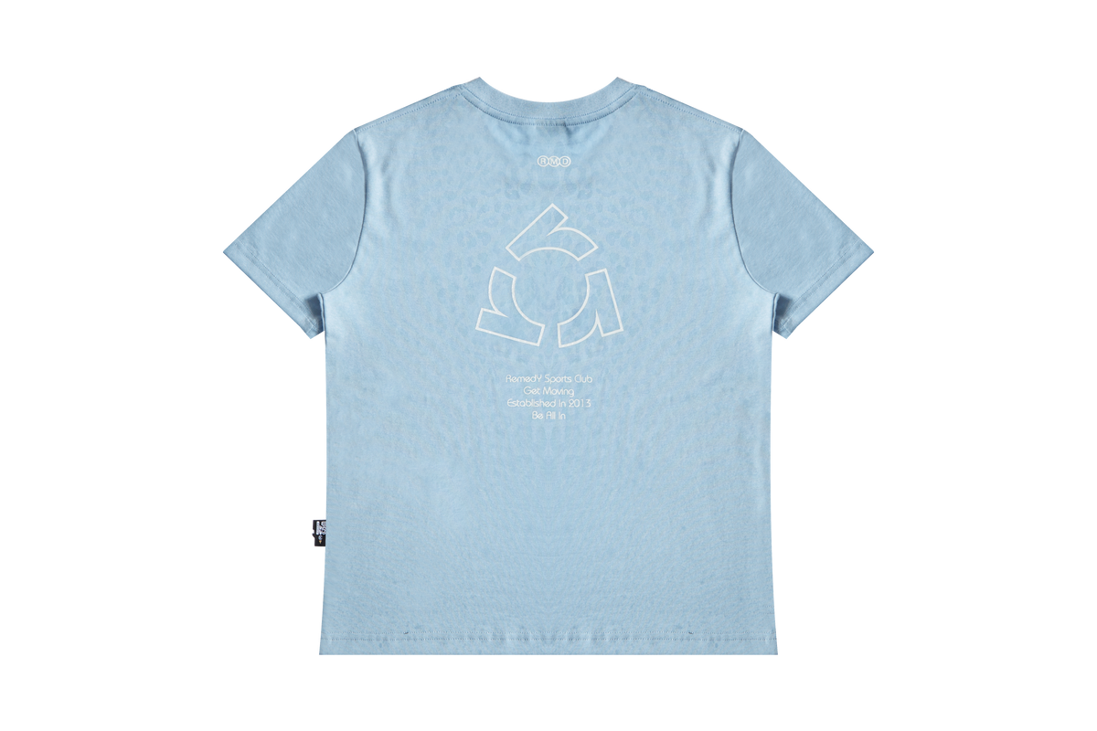 Fitted Crew Neck T-Shirt, Solid & Faded Leopard Print Short Sleeve Tee, Remedy Logo Basic Top
