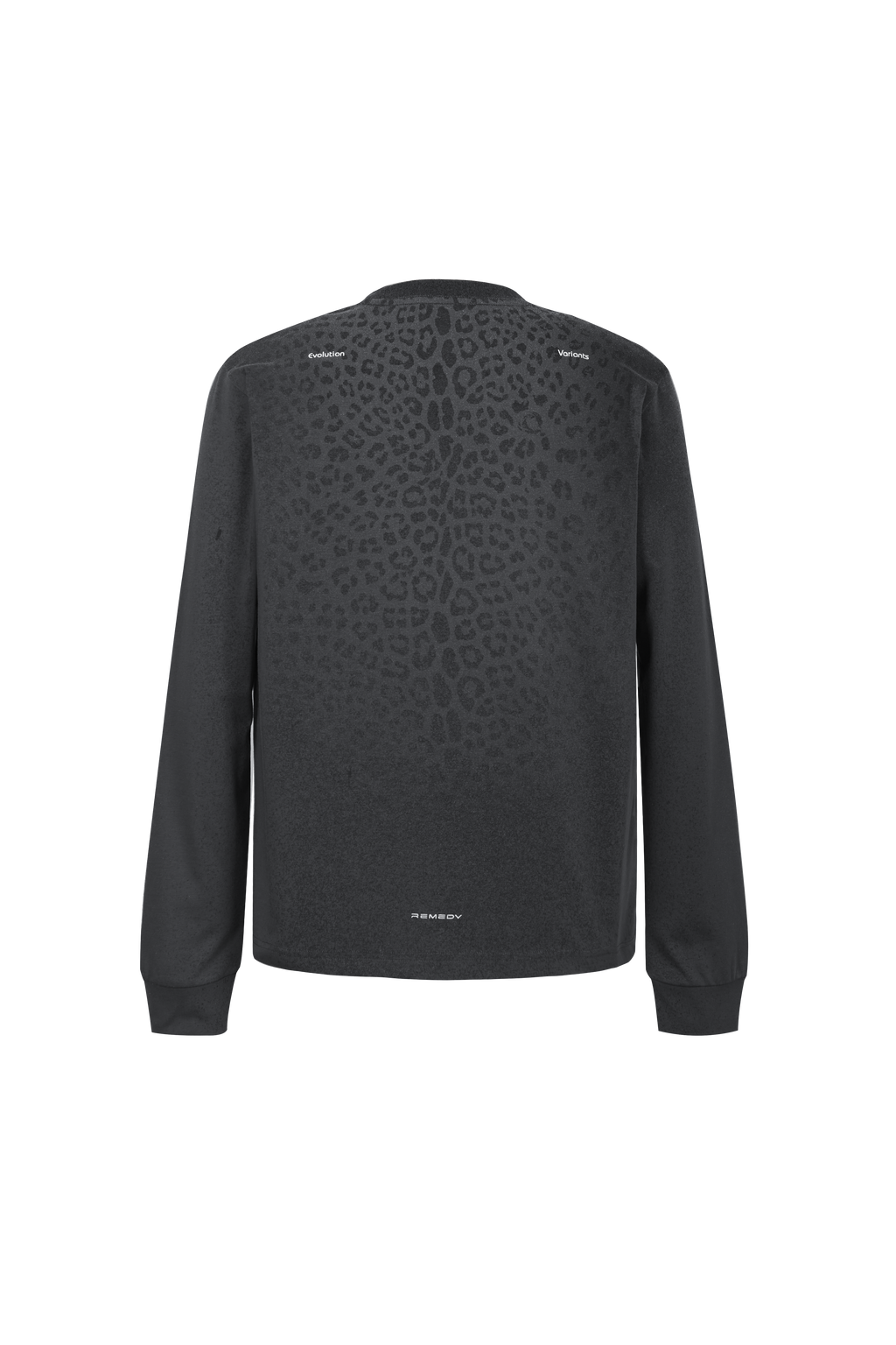REMEDY Gradient Leopard Print Long Sleeve Tee, Minimal Logo Crew Neck Casual Loose Base Shirt