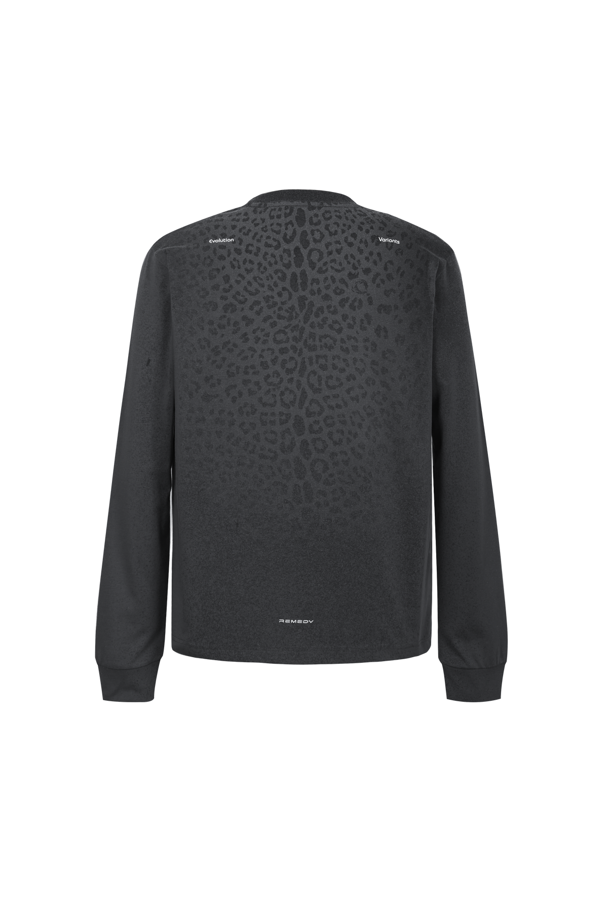 REMEDY Gradient Leopard Print Long Sleeve Tee, Minimal Logo Crew Neck Casual Loose Base Shirt