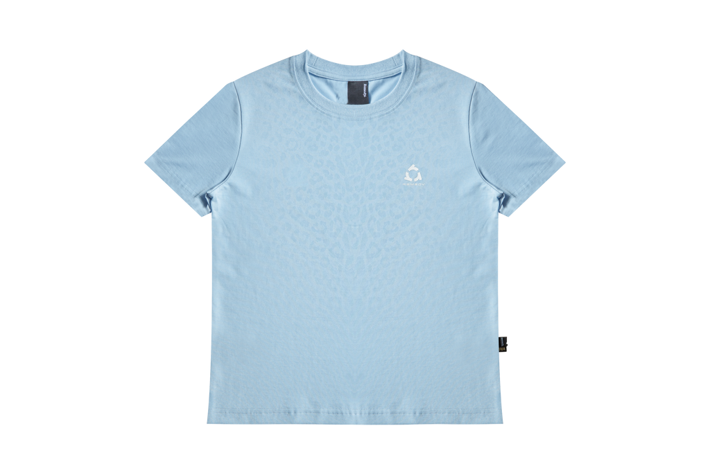 Fitted Crew Neck T-Shirt, Solid & Faded Leopard Print Short Sleeve Tee, Remedy Logo Basic Top